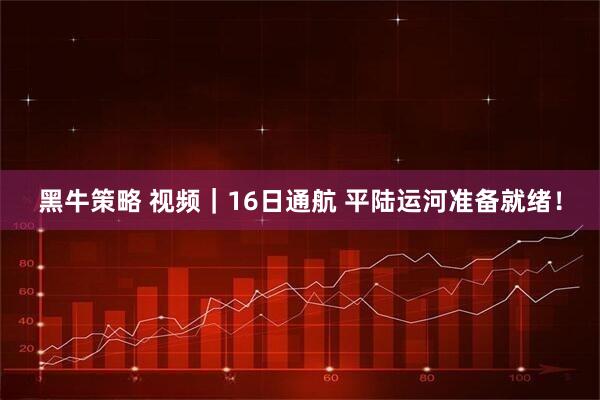 黑牛策略 视频｜16日通航 平陆运河准备就绪！